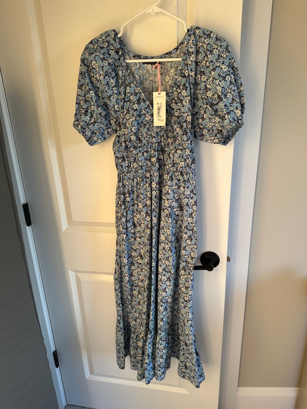 Vineyard Vines Blue Floral Puff-Sleeve Maxi Dress